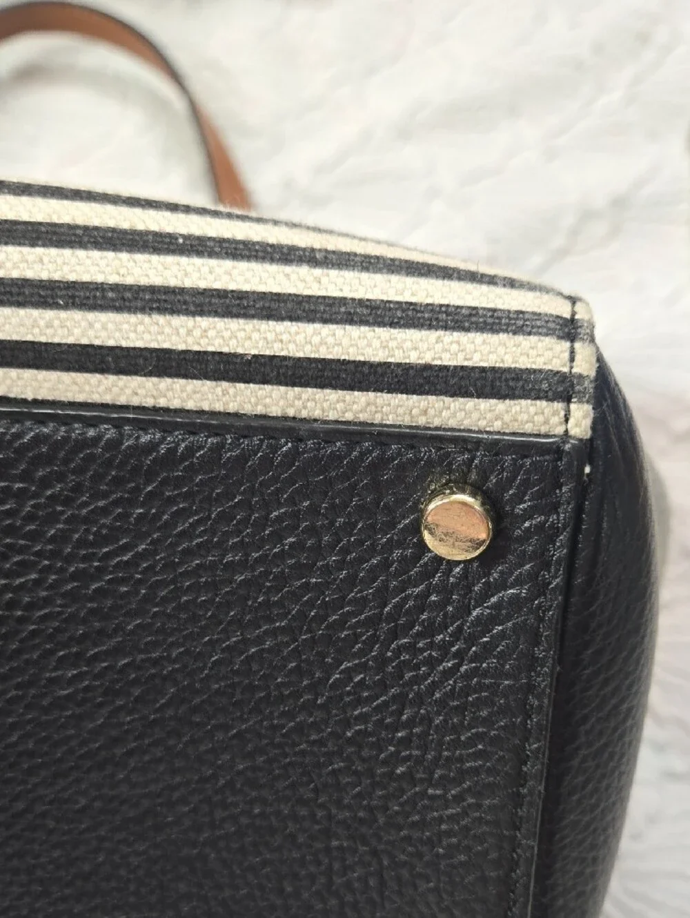 Kate Spade Houston Street Leo Striped Leather Satchel Tote